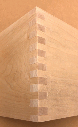 Photo of raw box joints designed with Dovetail Maker