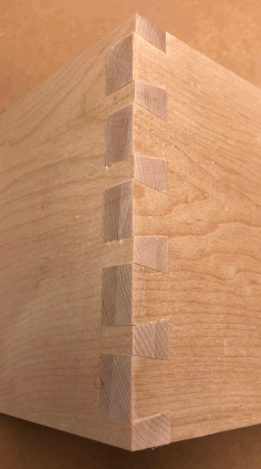 Photo of raw through dovetail joints designed with Dovetail Maker