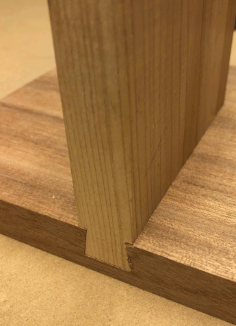 Photo of assembled sliding dovetail joint designed with Dovetail Maker